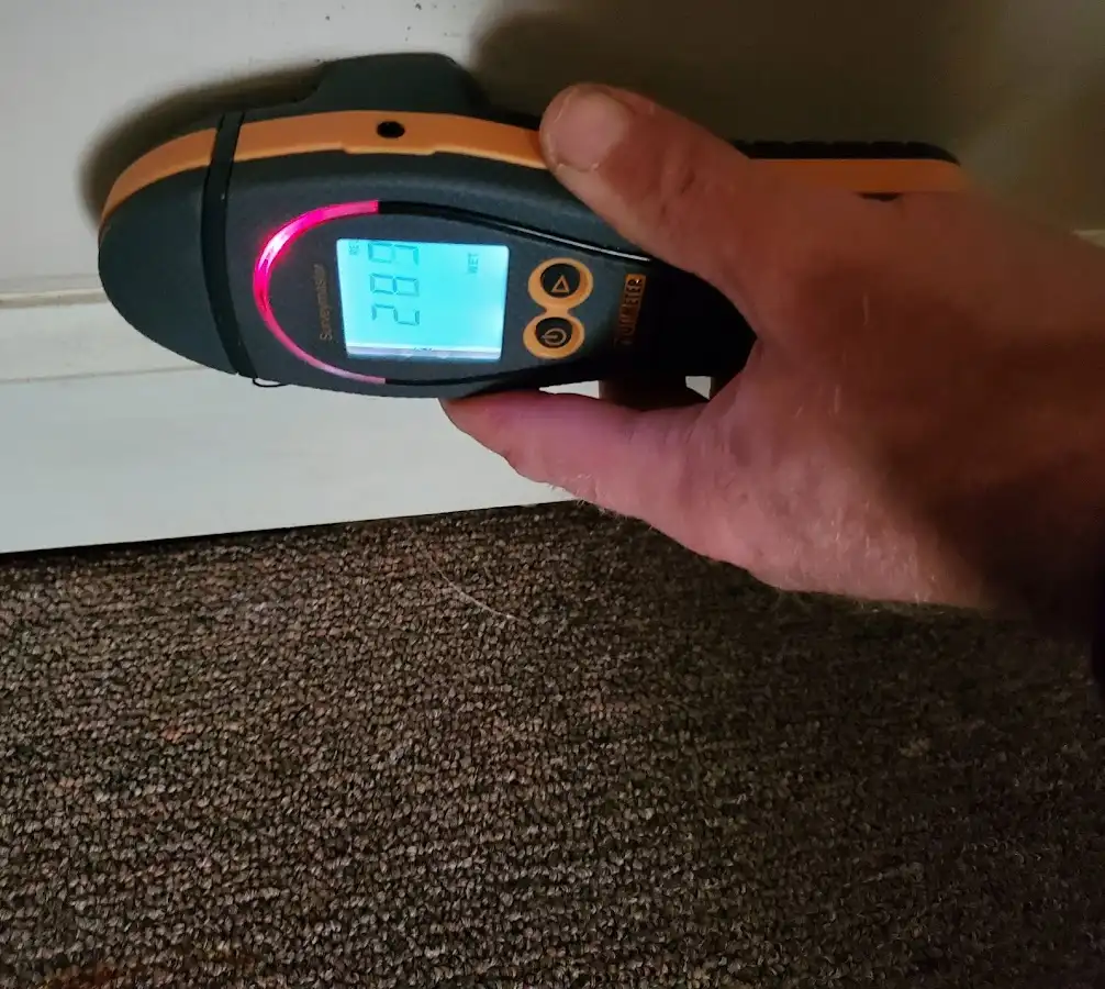 Moisture detection at baseboard during Sewage Cleanup & Sanitation in North Strabane